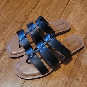 Maurices Black and Tan Strappy Sandals
